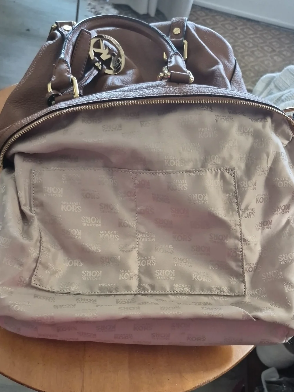 Michael Kors Bedford Legacy Camel Brown Pebbled Leather Shoulder Bag